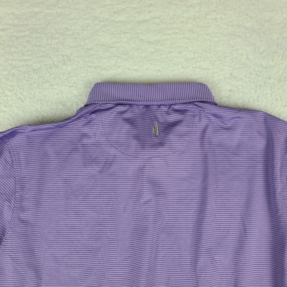 Johnnie-O Polo Shirt Mens XL Purple Striped Performance Golf Short Sleeve